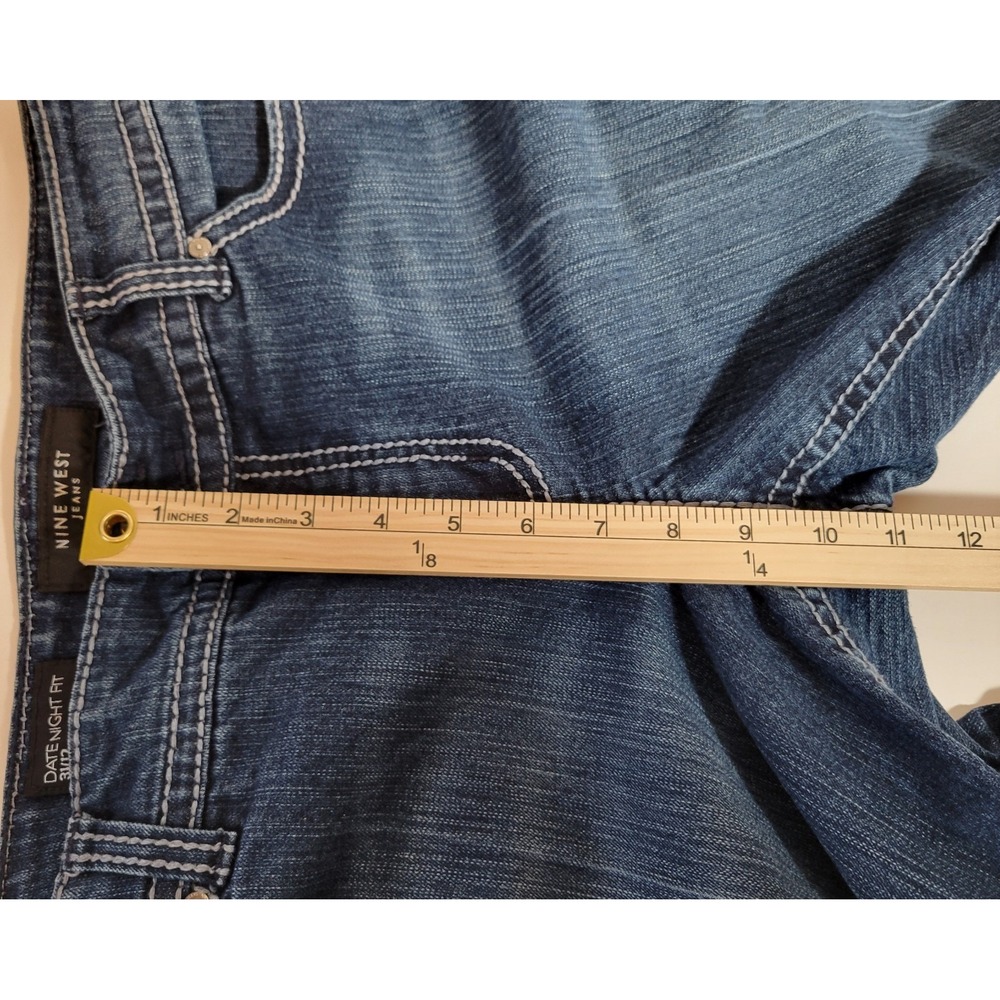 Nine West Womens 31/12 Date Night Fit Blue Capri Jeans Embroidered‎ 0034 - Picture 13 of 16